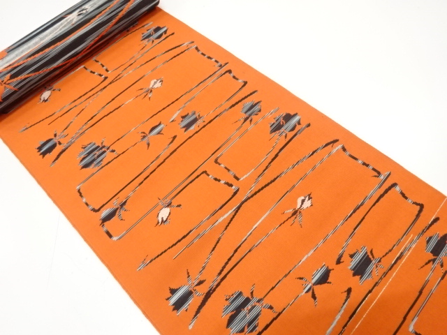 JAPANESE KIMONO / ANTIQUE BOLT FOR HASSUN OBI / WOVEN FLOWER